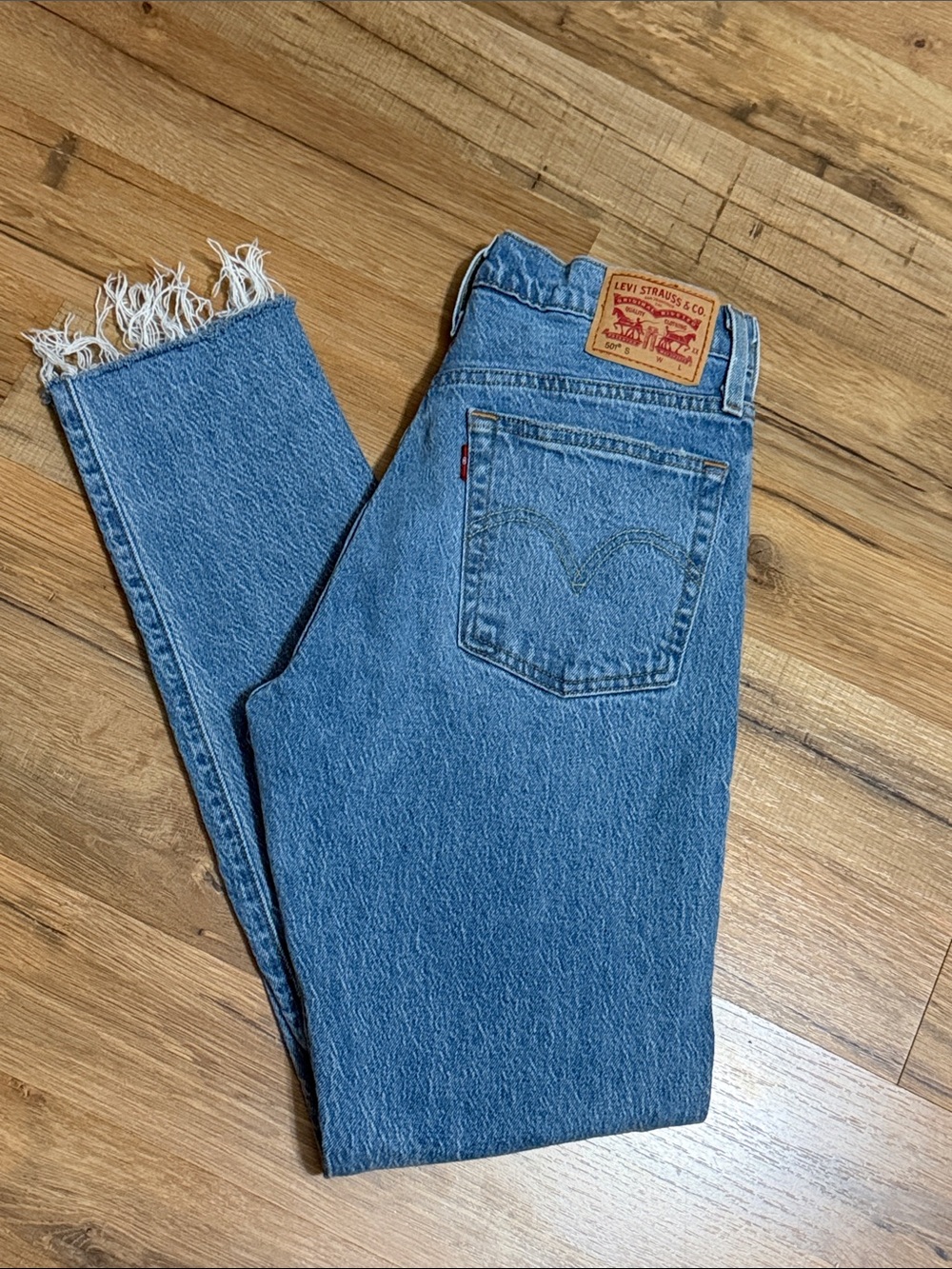 Levi's 501 s Straight Light Blue Denim ankle Jeans sz26